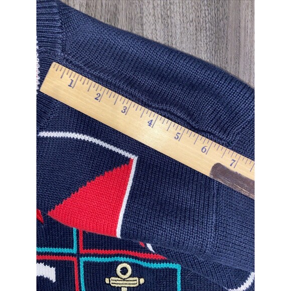 Vintage 1980s Essential Elements Nautical Blue Sweater Unisex Size Small - Picture 11 of 13